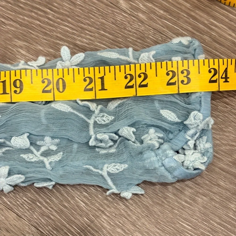 Sundance Blue Embroidered Mesh Lace Empire Waist Dress Sz 16 Boho Cottagecore - Picture 11 of 12